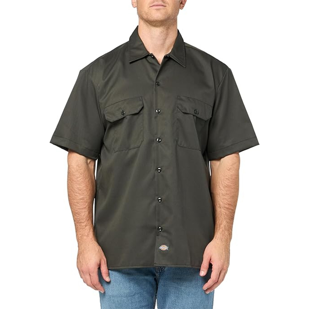 Dickies Men's Short-Sleeve Work Shirt - Olive Green Small - Picture 3 of 9